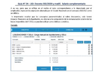 Salario complementario Dec 332/2020: alta «Libro de Sueldo Digital»