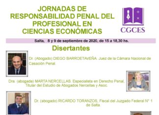 JORNADAS: Responsabilidad penal de los profesionales en CCEE. 8 y 9 Sept 2020