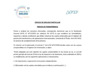 🤝Espacio de diálogo AFIP. Precios de Transferencia. Julio 2021 🌐