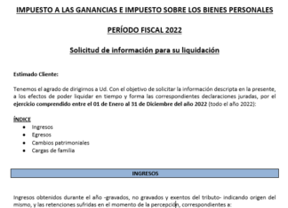 📤 Ganancias y Bienes Personales DDJJ 2022: solicitud de datos a clientes. Memo y planilla modelo 📩