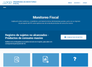 Micrositio AFIP: Monitoreo Fiscal. Régimen de percepción de IVA consumo masivo. Registro de excluidos y Preguntas y Respuestas frecuentes