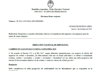 Dictamen 18716616. DNI. Ganancias. Trabajadores. Deducciones. Escala. Tramos. Subas Dec 473/2023. Preguntas y Respuestas