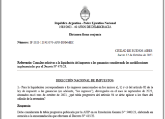 Dictamen 121933070. DNI. Ganancias. Trabajadores. Deducciones. Escala. Tramos. Subas Dec 473/2023. Nuevas preguntas y respuestas
