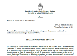 Dictamen 131474174. DNI. Ganancias. Trabajadores. Deducciones. Escala. Tramos. Subas Dec 473/2023. Nuevas preguntas y respuestas