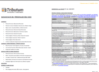 Tablas Tributum: Ganancias & Bienes Personales. DDJJ 2023. Alícuotas, Deducciones, Mínimos, Planes de pago y otros (al 27/03/2024)
