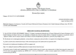Dictamen 22711153. DNI. Ganancias. Trabajadores. Directores. Cedular. Año 2024. Preguntas y respuestas