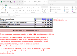 Ganancias. Empleados: planilla de cálculo orientativa de retenciones RG AFIP 4003 Ley 27.743 (Paquete Fiscal)