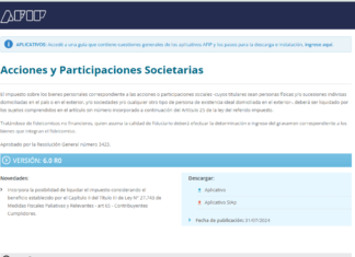 Acciones y Participaciones Societarias. Bienes PErsonales. Resp sustitutos. Aplicativo: nueva versión 6.0. R0