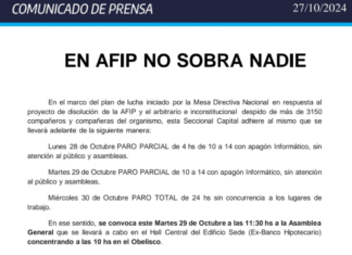 En AFIP no sobra nadie (Comunicado prensa AEFIP)