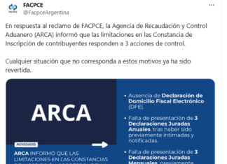 Bloqueos masivos de la «Constancia de Inscripción» fiscal: reclamo FACPCE y respuesta ARCA (prensa FACPCE)