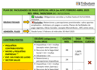 Res Gral 5629/2024. ARCA. MiPyMEs y otros. Deudas fiscales al 31/12/2024. Plan de Pagos Especial. Intereses y Cuotas. Beneficios