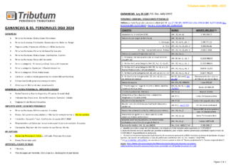 Tablas Tributum: Ganancias & Bienes Personales. DDJJ 2024. Alícuotas, Deducciones, Mínimos, Planes de pago y otros (al 29/04/2025)