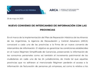 ARCA: nuevo convenio de intercambio de información con las provincias y adhesión al Régimen Simplificado DDJJ de Ganancias