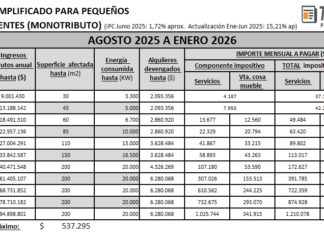 🔎MONOTRIBUTO. FECHAS CLAVE. NUEVA TABLA 2025 II