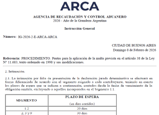 Instr Gral 2/2026. ARCA. Inocencia Fiscal. Ley 27.799. Obligaciones formales. Incumplimiento. Multas. Recordatorio. Segmentos. Plazos