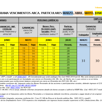 Cronograma vencimientos Ganancias & Bienes Personales DDJJ 2025: Marzo-Julio 2026 SIN PRÓRROGAS (incluye sticks WhatsApp)