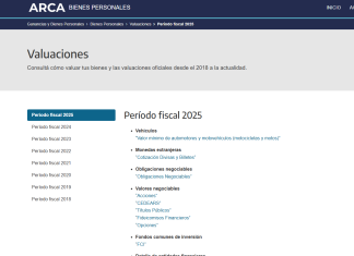 DDJJ 2025. Bienes Personales: valuaciones y valores e instrumentos exentos. Publicaciones ARCA