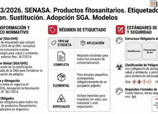 Res 373/2026. SENASA. Productos fitosanitarios. Etiquetado. Régimen. Sustitución. Adopción SGA. Modelos