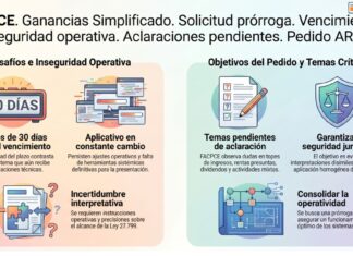 FACPCE. Ganancias Simplificado. Solicitud prórroga. Vencimientos. Inseguridad operativa. Aclaraciones pendientes. Pedido ARCA