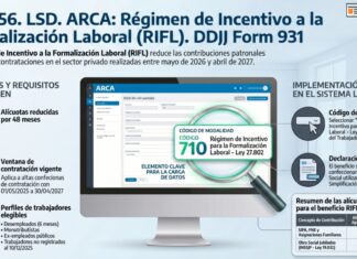 Guía 56. LSD. ARCA: Régimen de Incentivo a la Formalización Laboral (RIFL). DDJJ Form 931