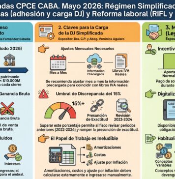 Jornadas CPCE CABA. Mayo 2026: Régimen Simplificado de Ganancias (adhesión y carga DJ) y Reforma laboral (RIFL y recibos)
