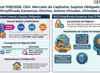 Res Gral 1139/2026. CNV. Mercado de Capitales. Sujetos Obligados. DDJJ Simplificada Ganancias. Efectivo. Activos Virtuales. Viviendas vía UVA