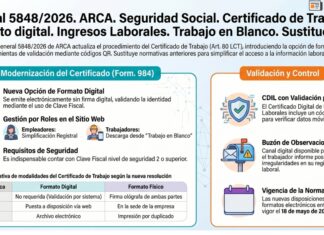 Res Gral 5848/2026. ARCA. Seguridad Social. Certificado de Trabajo. Formato digital. Ingresos Laborales. Trabajo en Blanco. Sustitución