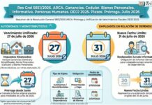 Res Gral 5851/2026. ARCA. Ganancias. Cedular. Bienes Personales. Personas Humanas. DDJJ 2025. Plazos. Prórroga. Julio 2026