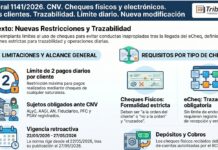 Res Gral 1141/2026. CNV. Cheques físicos y electrónicos. Pagos clientes. Trazabilidad. Límite diario. Nueva modificación