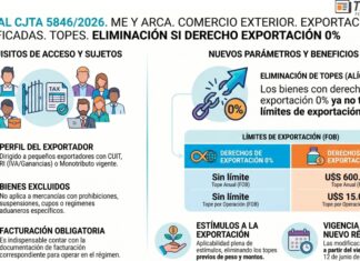 Res Gral Cjta 5846/2026. ME y ARCA. Comercio Exterior. Exportaciones simplificadas. Topes. Eliminación si Derecho exportación 0%