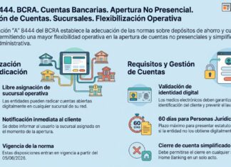 Com A 8444. BCRA. Cuentas Bancarias. Apertura No Presencial. Radicación de Cuentas. Sucursales. Flexibilización Operativa