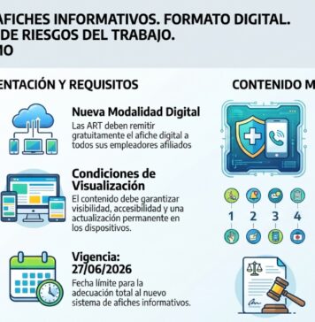 Disp 1/2026. SRT. Afiches Informativos. Formato Digital. ART. Prevención de Riesgos del Trabajo. Contenido mínimo