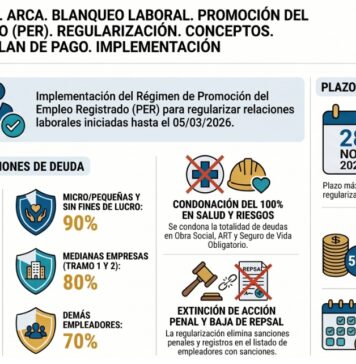 Res Gral 5862/2026. ARCA. Blanqueo laboral. Promoción Empleo Registrado (PER). Regularización. Condonaciones. Plan de pago