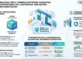 Res Gral 5864/2026. ARCA. Comercio Exterior. Garantías. Tipo. DDJJ. Operaciones. DDJJ Sistémicas. Ampliación. Implementación