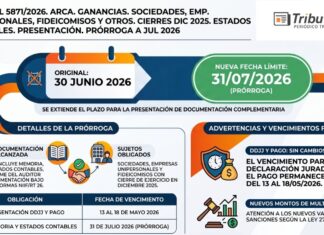 Res Gral 5871/2026. ARCA. Ganancias. Sociedades, Emp. unipersonales, fideicomisos y otros. Cierres Dic 2025. Estados Contables. Presentación. Prórroga a Jul 2026