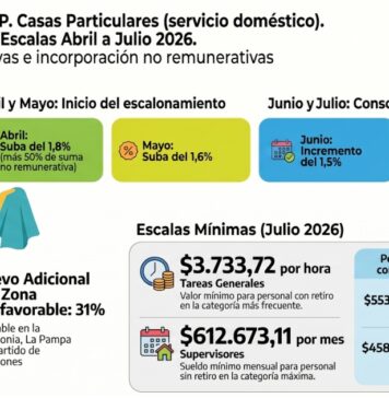 Res 4/2026. CNTCP. Casas Particulares. Remuneraciones. Escalas Abril-julio 2026. Subas remunerativas. Absorción no remunerativas