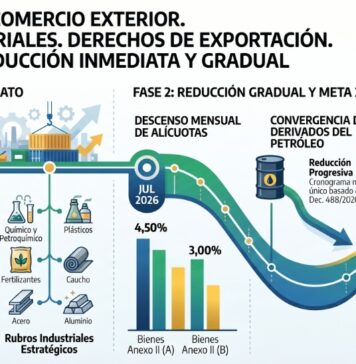Dec 566/2026. Comercio Exterior. Bienes Industriales. Derechos de exportación. Alícuotas. Reducción inmediata y gradual