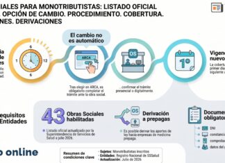 Obras sociales para Monotributistas: listado oficial julio 2026. Opción de cambio. Procedimiento. Cobertura. Prestaciones
