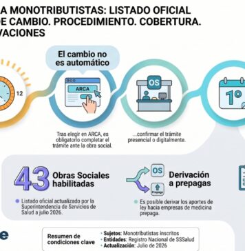 Obras sociales para Monotributistas: listado oficial julio 2026. Opción de cambio. Procedimiento. Cobertura. Prestaciones