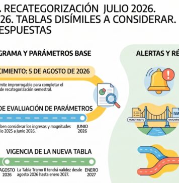 MONOTRIBUTO. Recategorización Julio 2026. Plazo 05/08/2026. Tablas disímiles a considerar. Preguntas y Respuestas