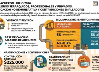 Actas Acuerdo. Julio 2026. Petroleros Jerárquicos, Profesionales y Privados. Gratificación No remunerativa y Contribuciones Empleadores
