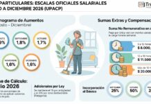 Casas Particulares: ESCALAS oficiales salariales Agosto a Diciembre 2026 (UPACP)