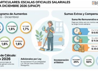Casas Particulares: ESCALAS oficiales salariales Agosto a Diciembre 2026 (UPACP)