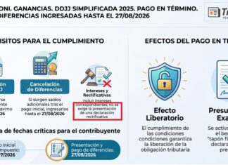 Dictamen DNI. Ganancias. DDJJ Simplificada 2025. Pago en término. Alcance. Diferencias ingresadas hasta el 27/08/2026