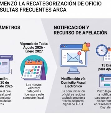 MONOTRIBUTO: comenzó la recategorización de Oficio Agosto 2026. Consultas frecuentes ARCA
