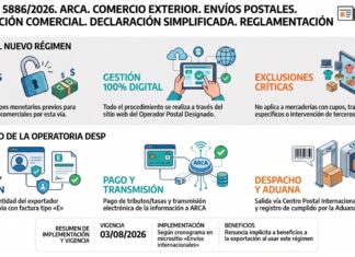 Res Gral 5886/2026. ARCA. Comercio Exterior. Envíos Postales. Exportación Comercial. Declaración Simplificada. Reglamentación