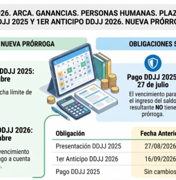 Res Gral 5890/2026. ARCA. Ganancias. Personas Humanas. Plazos. Presentación DDJJ 2025 y 1er Anticipo DDJJ 2026. Nueva prórroga