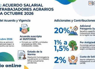 UATRE: acuerdo salarial para trabajadores Agrarios Julio a Octubre 2026