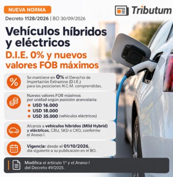 Dec 1128/2026. Vehículos híbridos y eléctricos. Derecho de Importación Extrazona 0%. Nuevos valores FOB máximos
