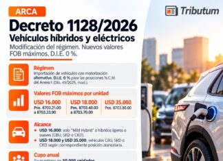 Dec 1128/2026. Vehículos híbridos y eléctricos. Derecho de Importación Extrazona 0%. Nuevos valores FOB máximos